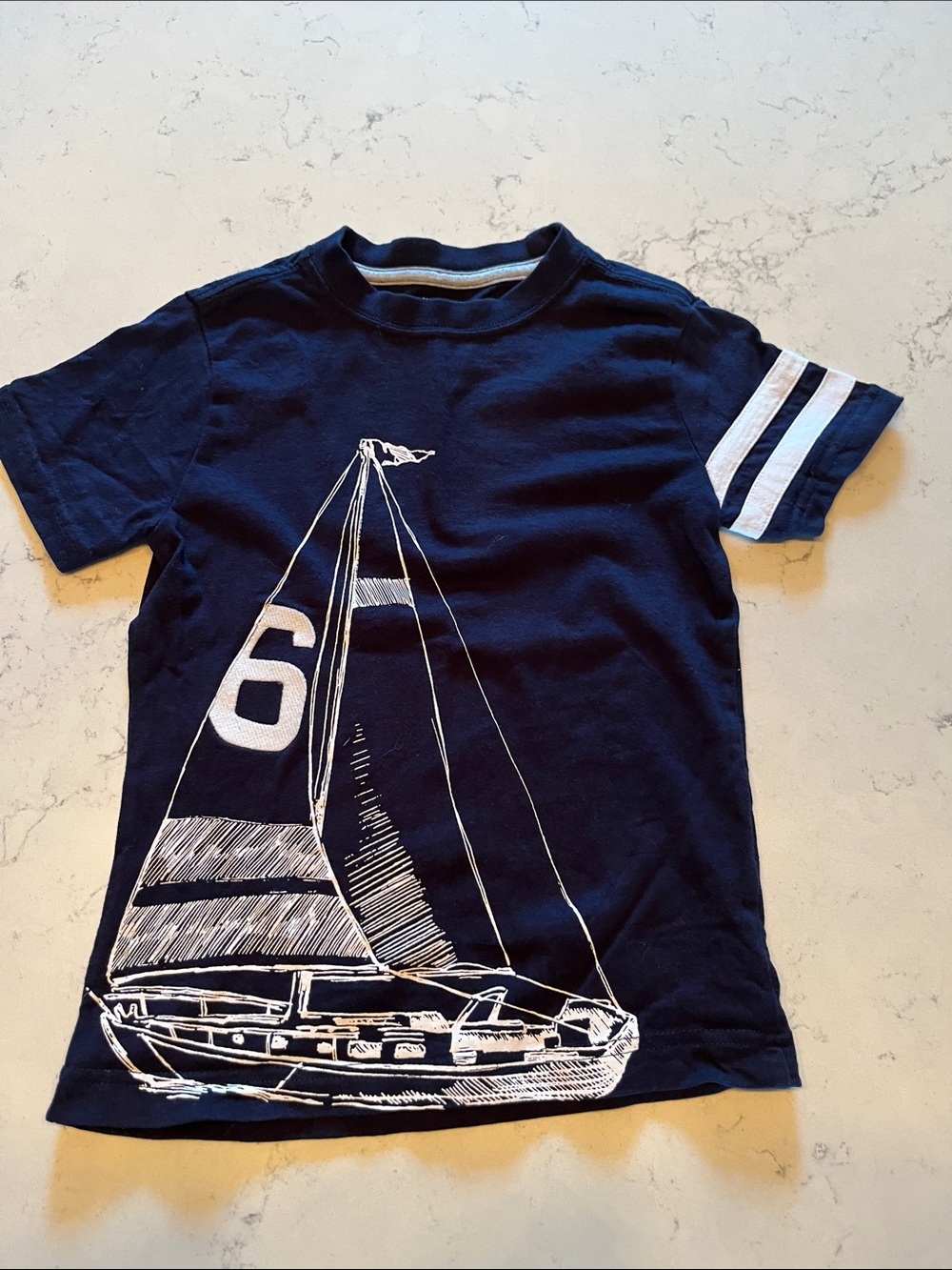 Gymboree Navy Sailboat Graphic Tee with White Accents